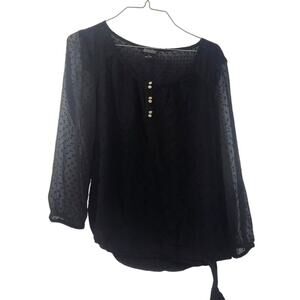 Lucky Brand Black Long Sleeve Top Womens Size Small S